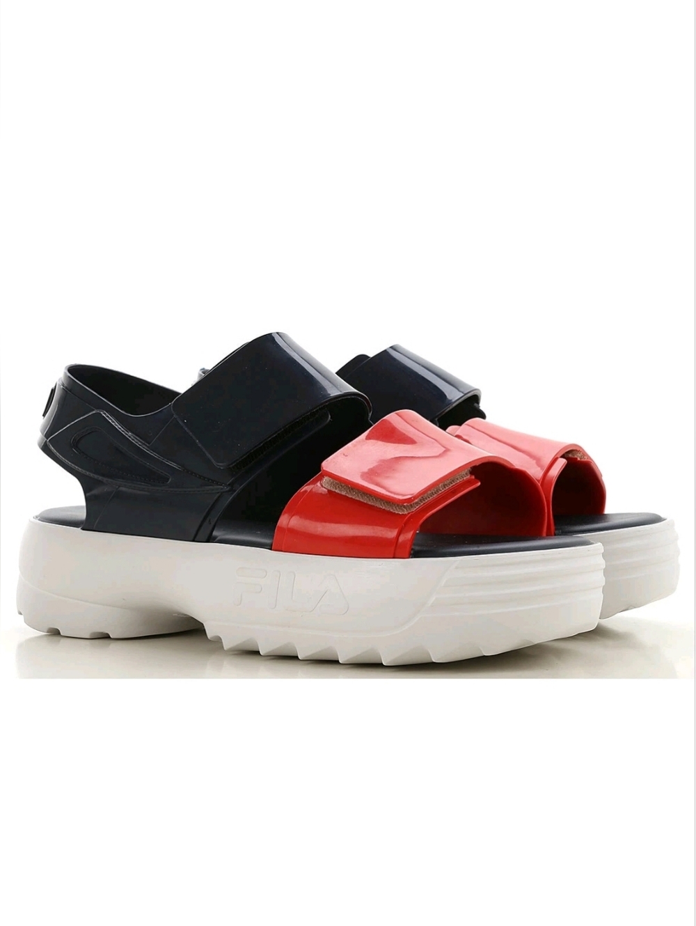 MELISSA- FILA Collaboration Two-Tone Platform Sandals Black & Red